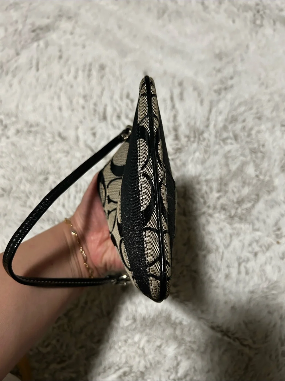 COACH Black Stripe Signature Jacquard Wristlet | Vintage Y2K | EUC